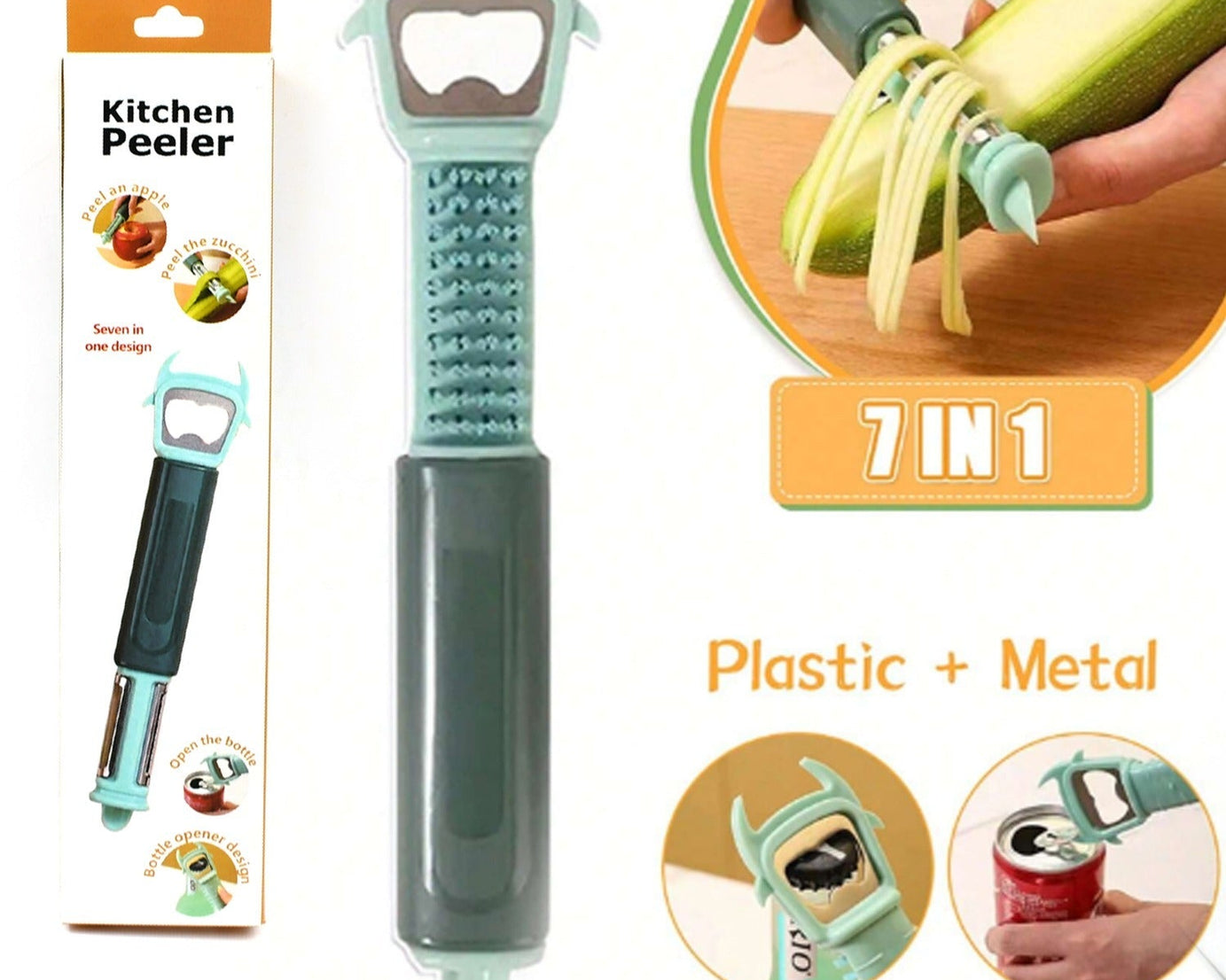 5541 Multifunctional, Vegetable Fruit Peelers Slicer Can Opener 7 In 1 Kitchen Peeler For Veggie Fruit Potato Carrot Durable Kitchen Peeling Tool Non-slip Handle Durable For Potato, Fruit, Vegetables, Carrots, Cucumbers