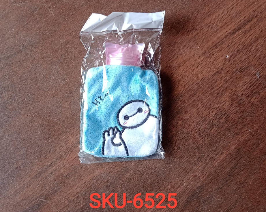 Blue Baymax Small Hot Water Bag with Cover for Pain Relief