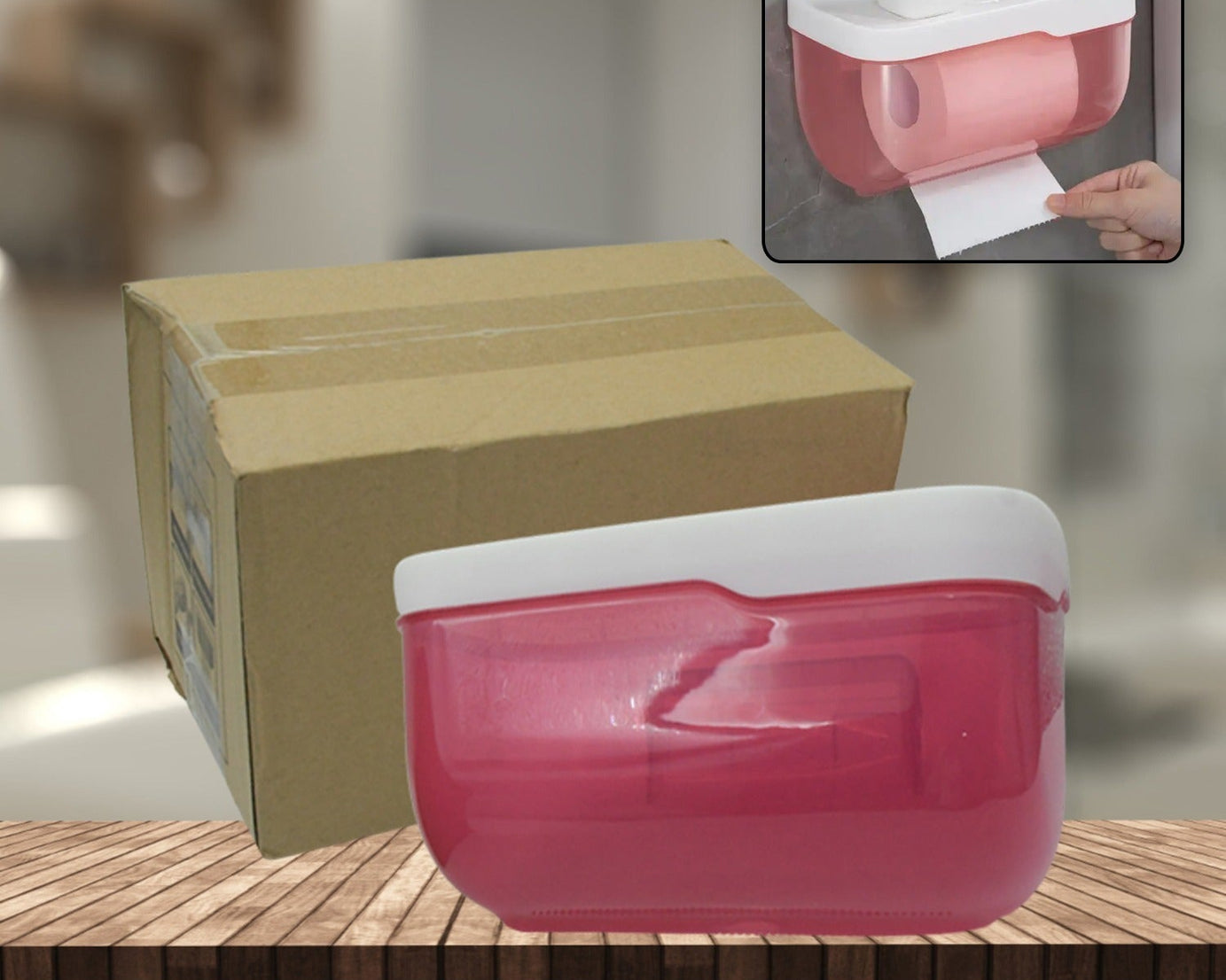 4154 Multifunction 2-in-1 Bathroom Tissue Box Paper Phone Tablet Holder with Hook Self Adhesive Punch-Free, Wall Mounted Waterproof Bathroom Roll Holder (1 Pc)