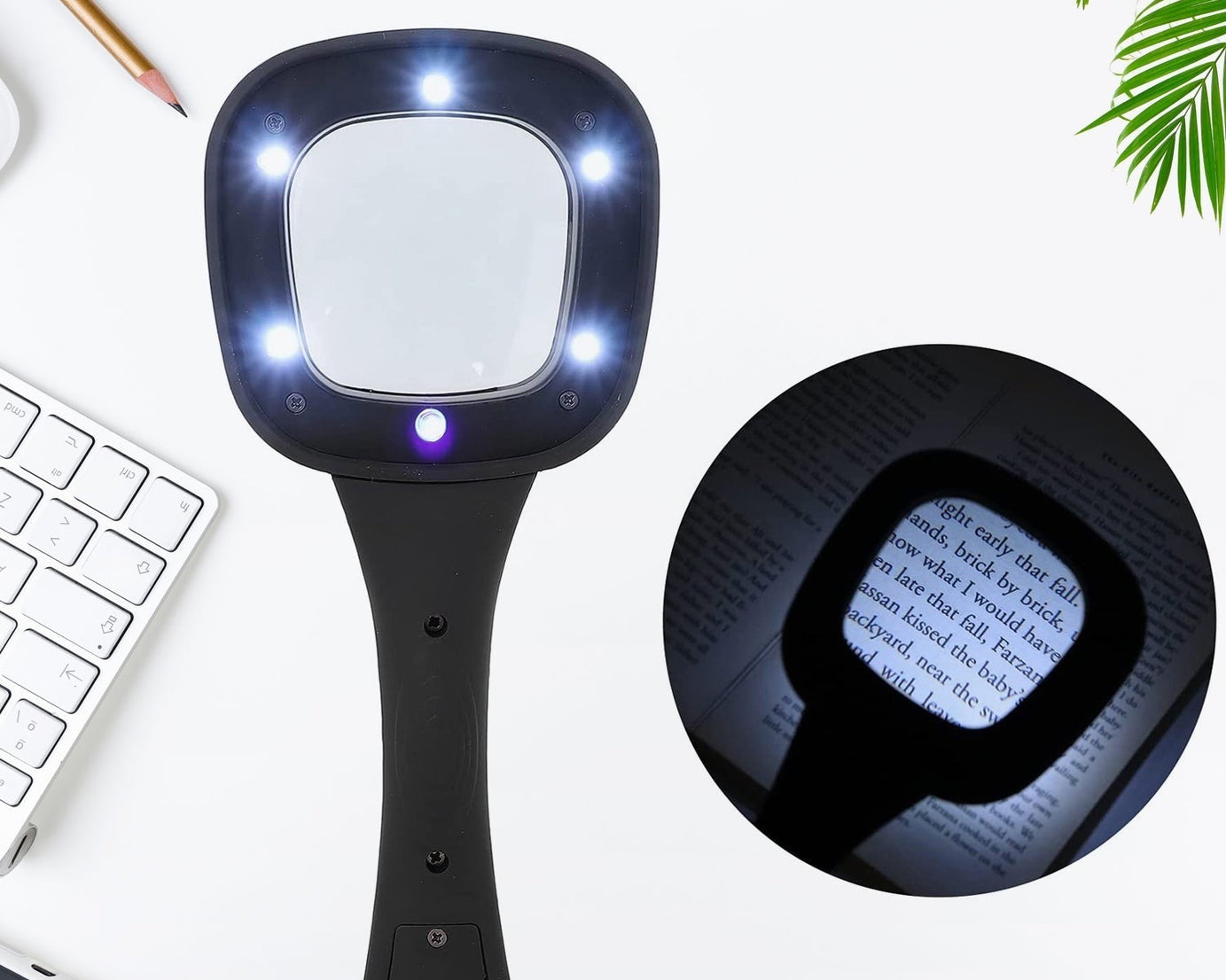 Illuminated magnifier for reading and inspection