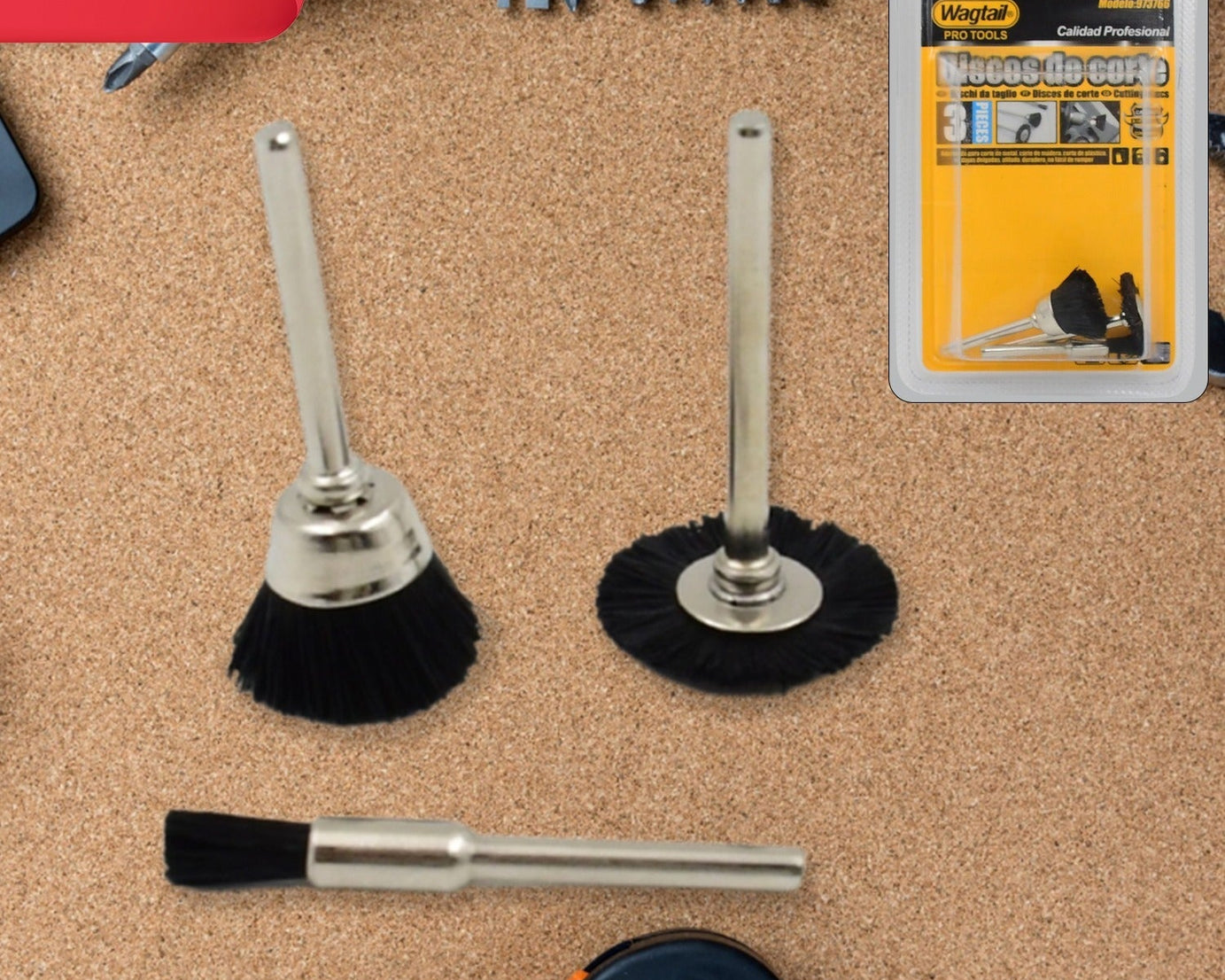 3 Pcs Set Brass Wire Wheels