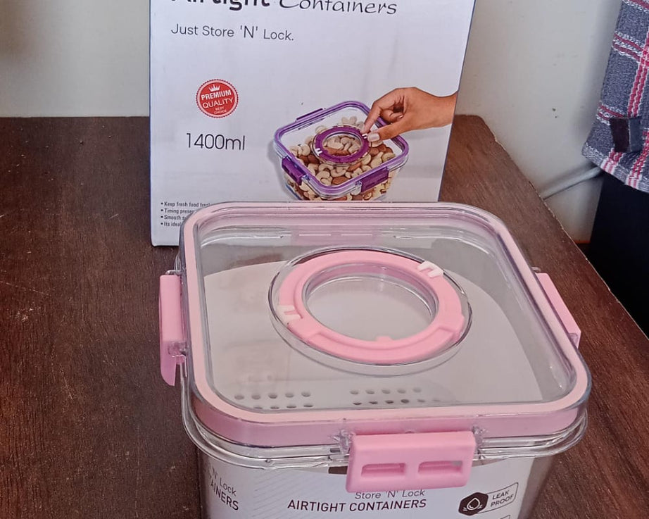 High Quality Plastic Food Storage Container Clear Washable Refrigerator Food Box Food Container Fruit Box Container with Lid (1400 ML)