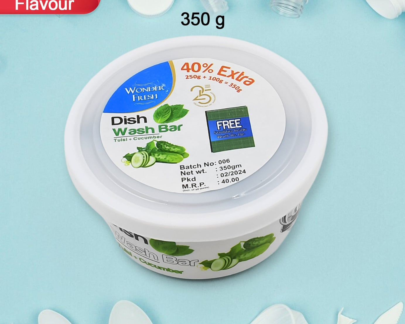 Fresh Mix Flavor Round Dishwash Bar With Super Scrubber Free Complete Dishwashing Solution, Tough Stains Remover (350 Gm)