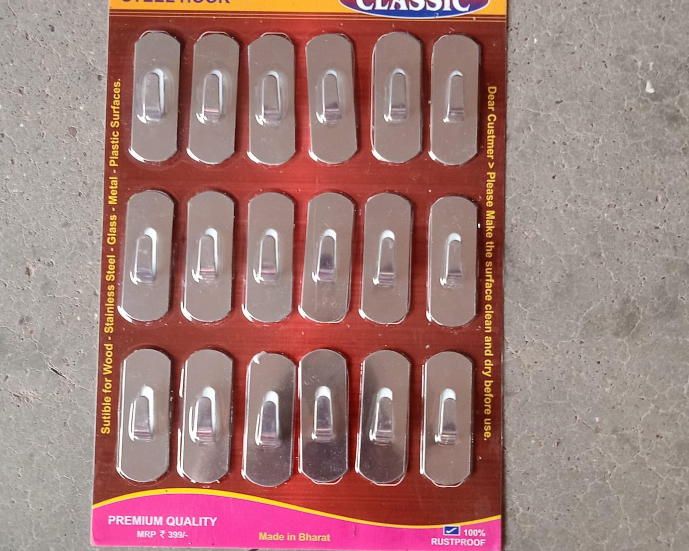 Stainless Steel Wall Hanging Hook 18pc