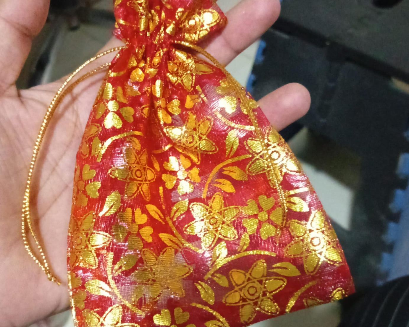 Net Fabric Drawstring Pouch for Dry Fruits Packing, Organza Shagun Potli Baba, Wedding Party Favor Gift Bags (Mix Size)