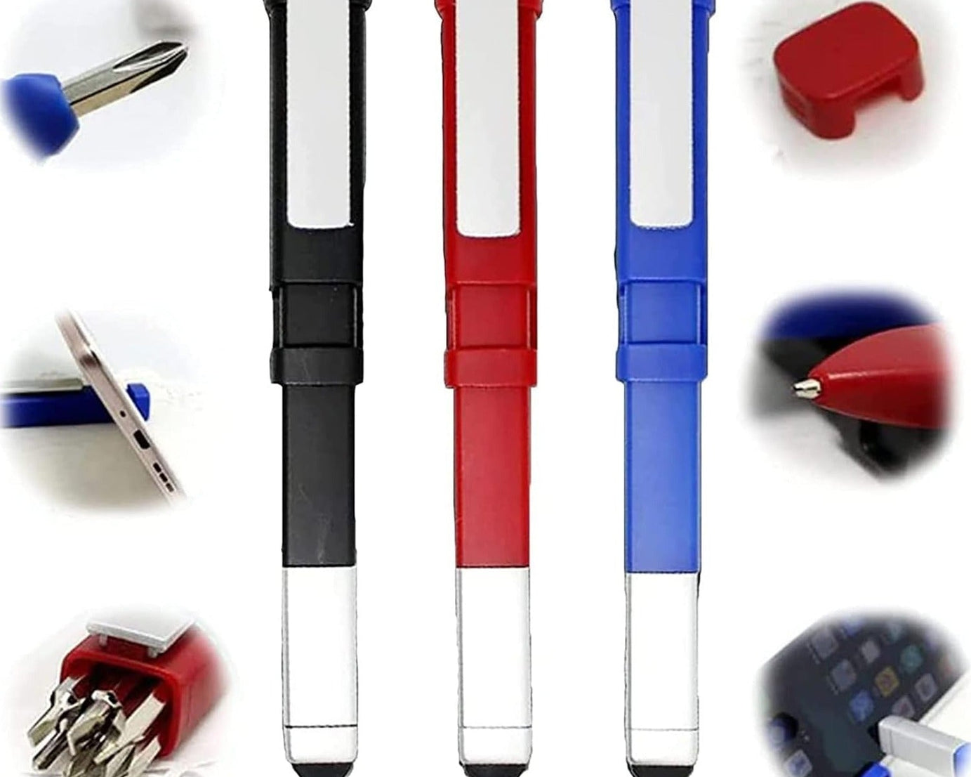 Pen-Shaped Phone Holder with Screwdriver Sets, Multi-Function Pen 4 in 1 Tech Tool Pen, Portable Phone Tools with Capacitive Stylus Ball Point Pen Mobile