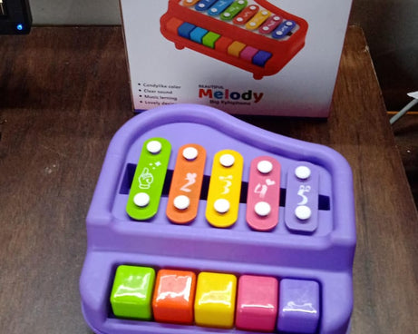 2 in 1 Baby Piano Xylophone Toy for Toddlers, 5 Multicolored Key Keyboard Xylophone Piano, Preschool Educational Musical Learning Instruments Toy for Baby Kids Girls Boys 3+ Years (1 Pc)