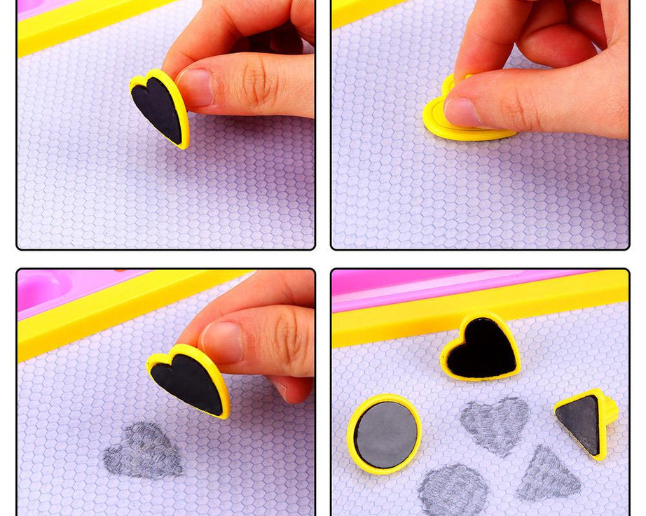 Magnetic drawing board with illustrations