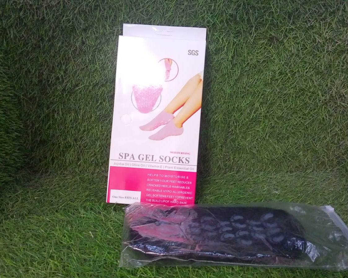 Moisturizing gel socks for softening feet.