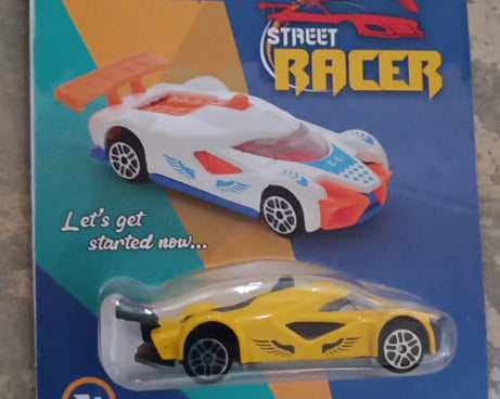 Die-cast street racer car toy, from above