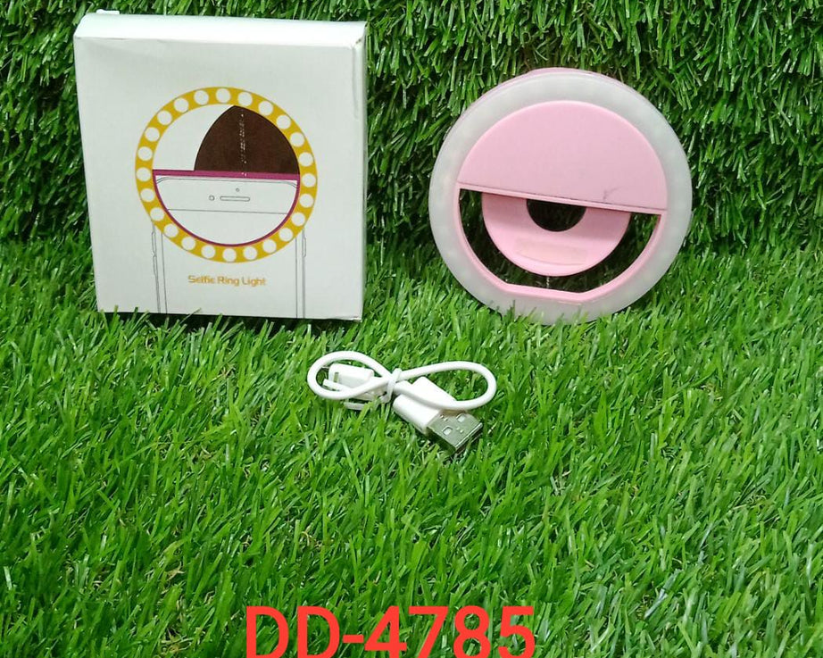 Selfie ring light in use, highlighting bright lighting effect