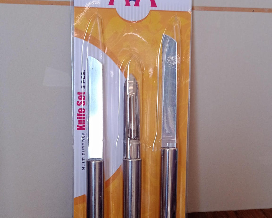 Stainless Steel Multipurpose Sharp Cutting Knife with Non-Slip Handle for Fruit, Meat and Vegetable Chopping (Pack Of 3)