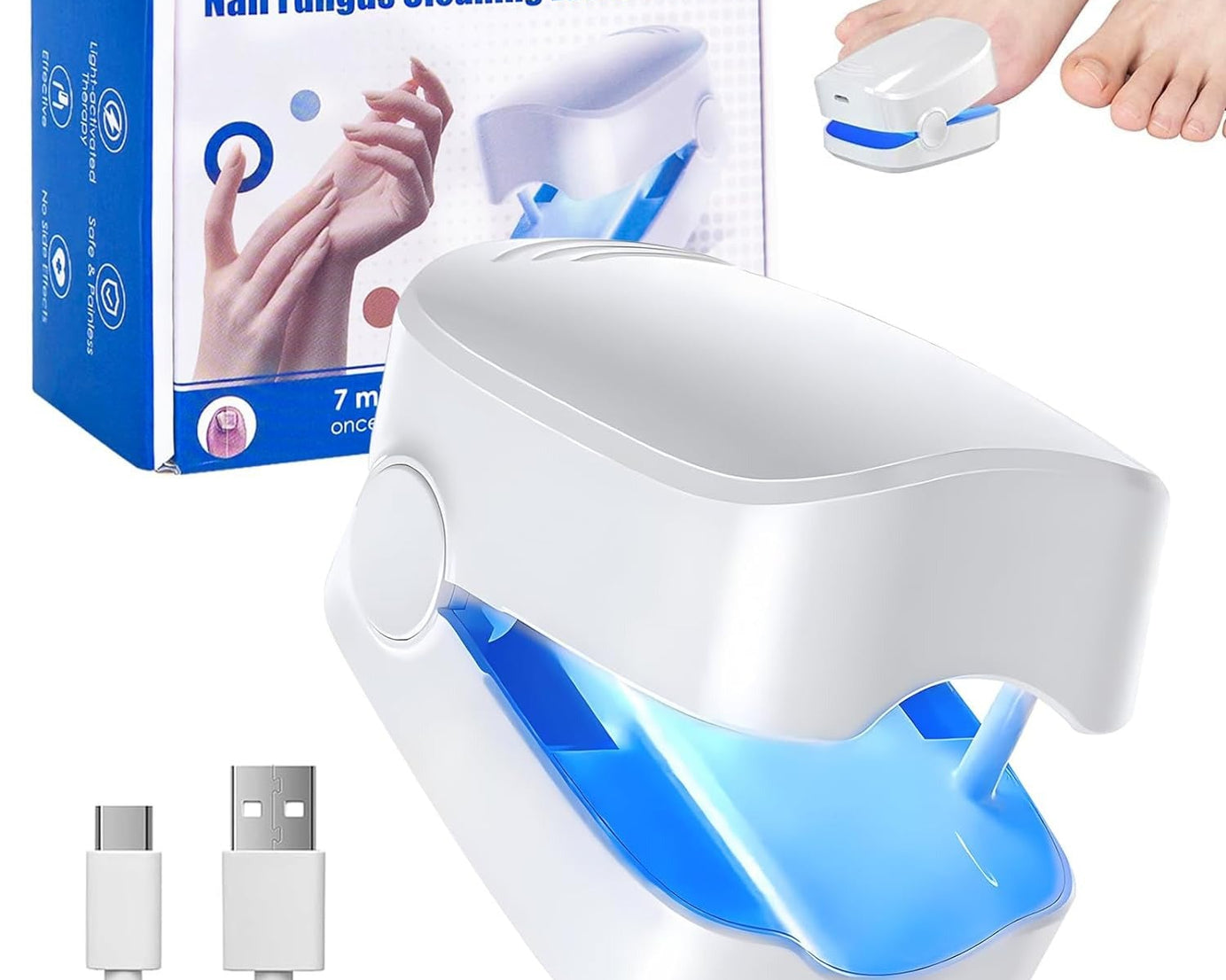 Rechargeable Nail Fungus Treatment for Toenail, Toe Nail Fungal Treatment Nail Fungus Laser Device, Anti-Fungal Nail Treatment for Hand & Feet Infections Remover for Home Use