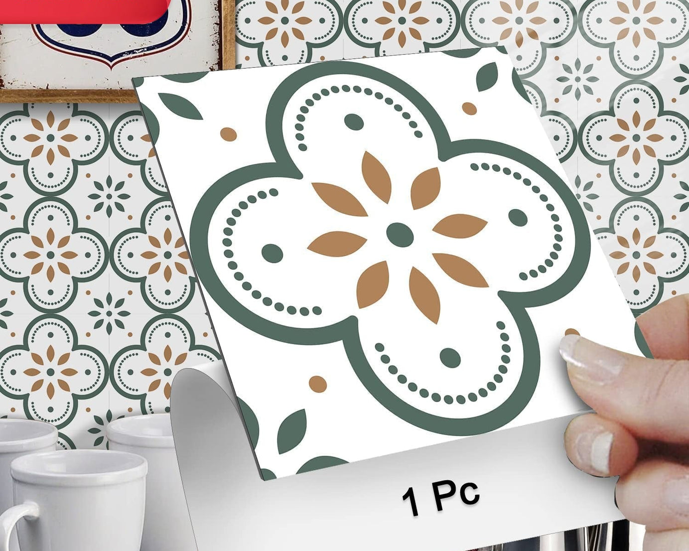 Peel and Stick Floor Tiles Kitchen / Bathroom Backsplash Sticker Detachable Waterproof DIY Tile Stickers for Wall Decoration Tiles Home Decoration (8x8 Inch / 1 pc Tiles)