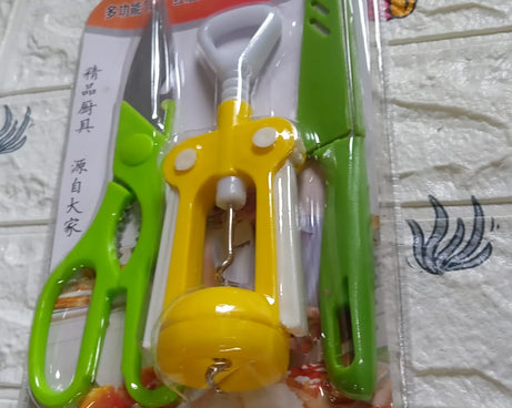 Multifunction Kitchen Tools Stainless Steel and Plastic Kitchen Knife and Scissor Ideal Accessory Set for Kitchen