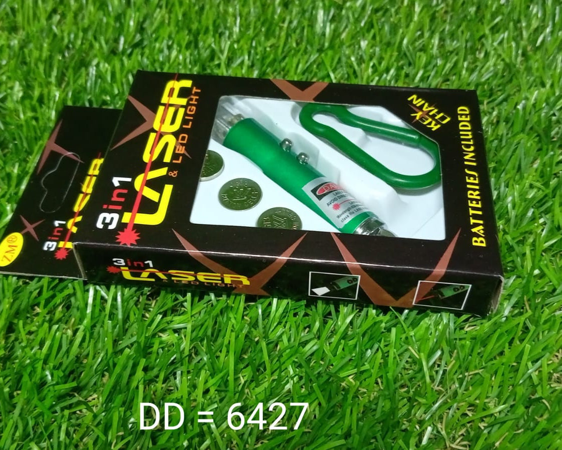 3 in 1 laser pointer with LED flashlight and keychain