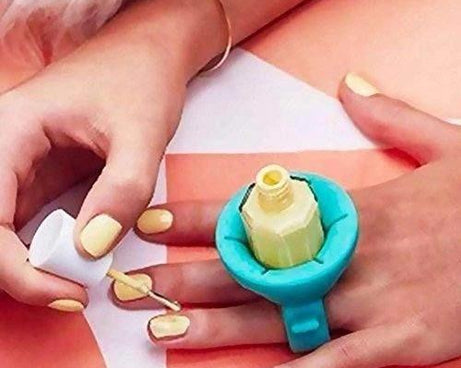 Nail polish holder ring with stand, close-up view