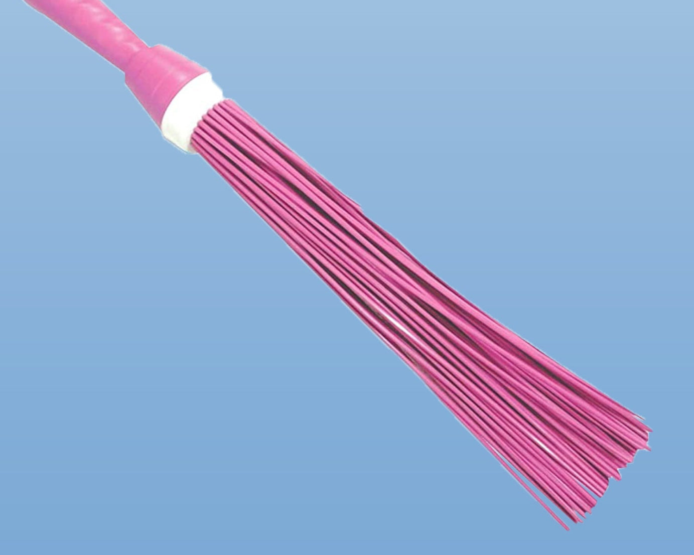 Plastic broom for wet and dry floor cleaning.