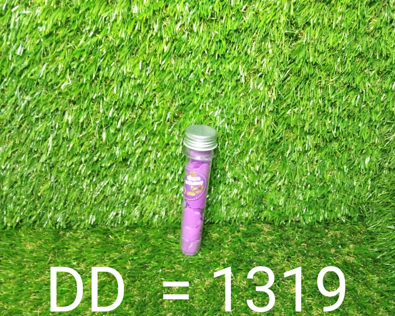 Convenient test tube with flower-shaped paper soap strips for hand washing.