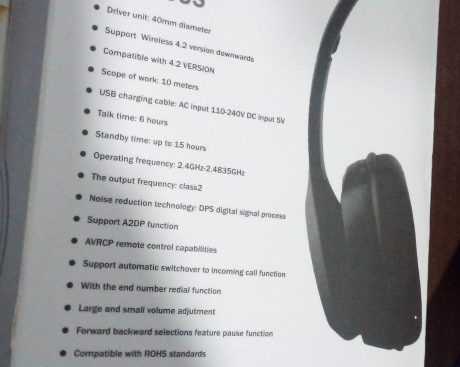 Foldable Wireless Headphone with Calling Function (1 Pc)