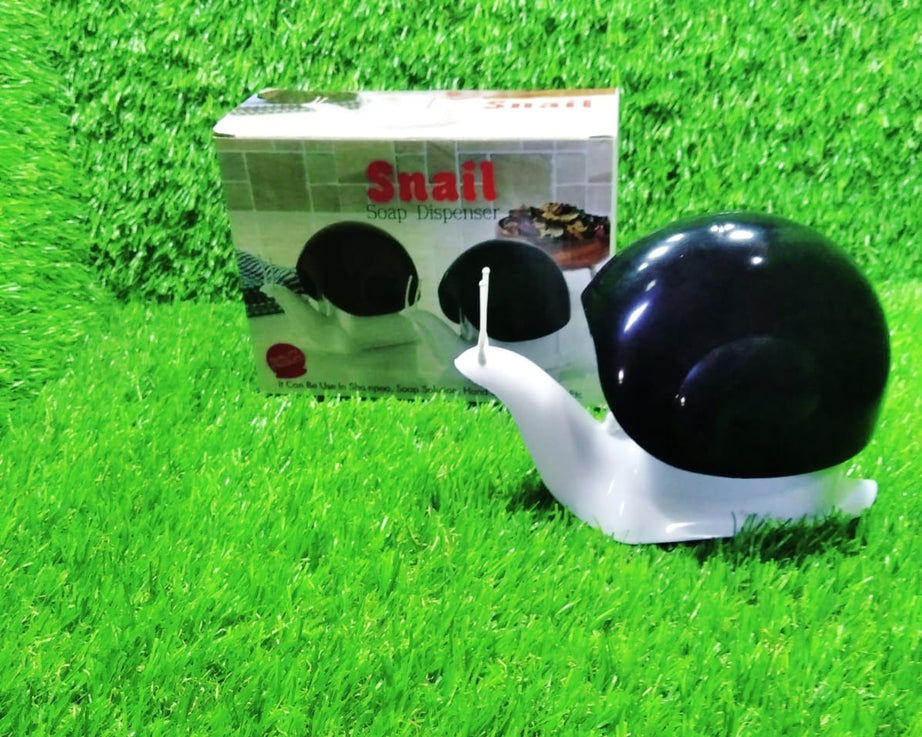 Compact snail shape liquid soap dispenser for easy dispensing.