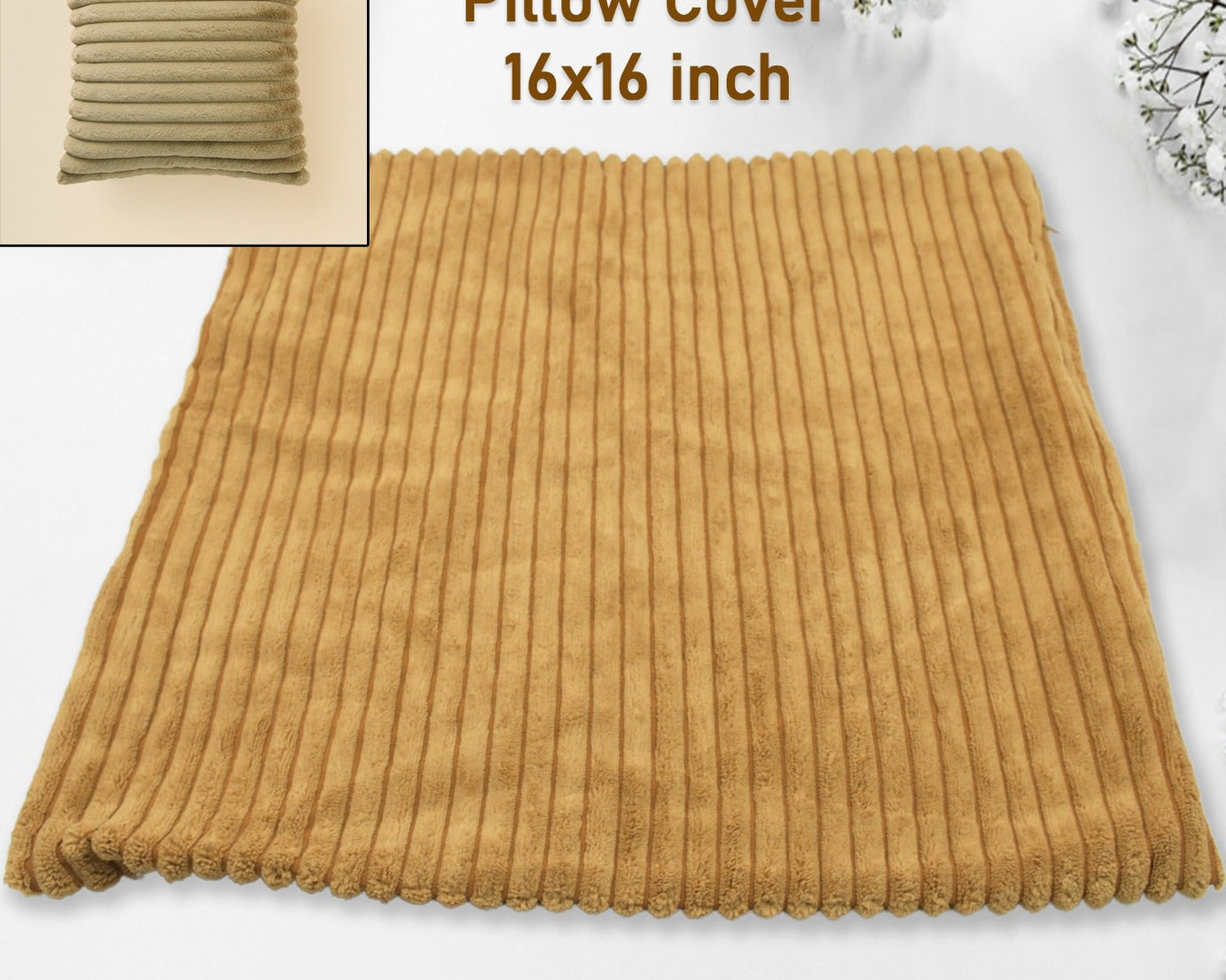 Throw Pillow Covers, 16x16 inch, Pack of 1 Couch Pillows Cover, Soft Corduroy Decorative Pillow Covers, Square Pillowcase for Bed Sofa Chair Bedroom Home Farmhouse Decor (1 Pc)