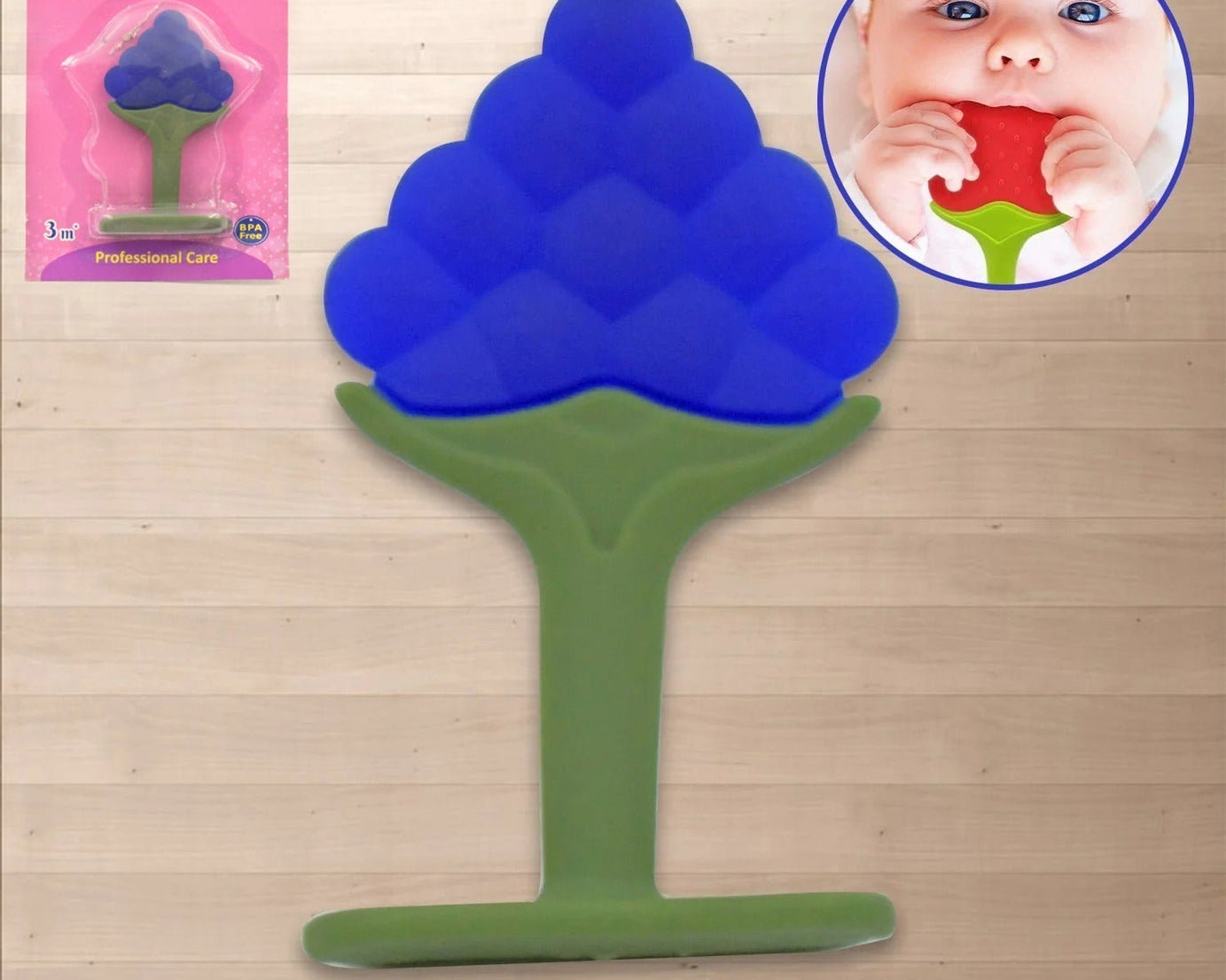 Baby Silicone Teether, Fruit Teether for Toddlers,100% Food Grade Silicone Teether, Non-Toxic & Latex Free Suitable for Kids Above 3 Months - Grapes, Banana, Watermelon (1 Pc )