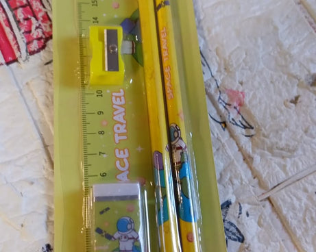 Wooden Pencil Set (5 Pc): School Supplies, Stationery Set for Kids