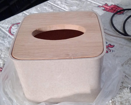 Tissue Box Desktop Stand Bamboo Tissue Cover Box Rectangular Paper Towel Holder Removable Tissue Dispenser for Bathroom Vanity Countertop Bedroom Car Holder Paper Towels Dispenser (1 Pc )