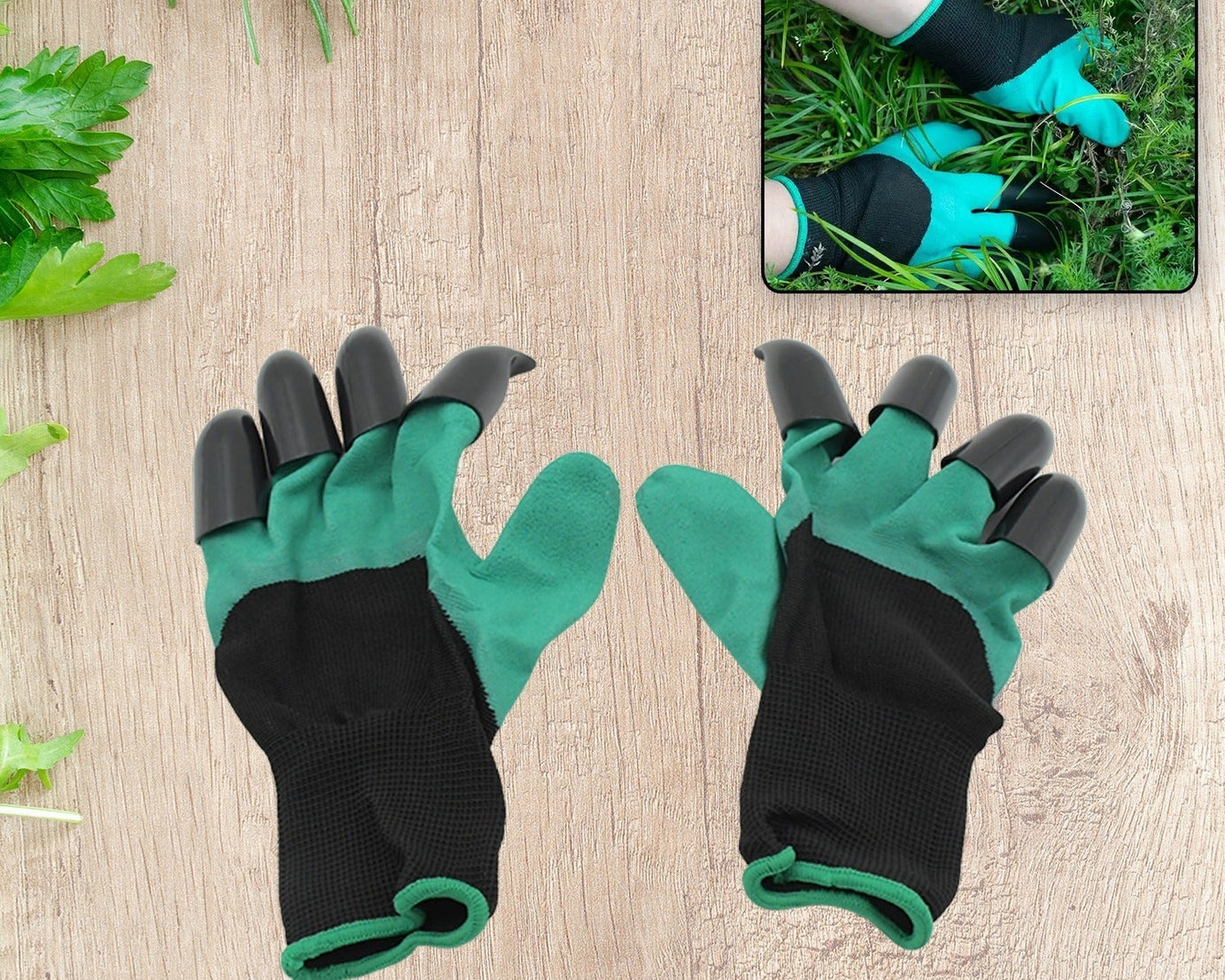 0719 Heavy Duty Garden Farming Gloves- ABC Plastic Washable With Hand Fingertips & ABS Claws For Digging & Planting, Gardening Tool for Home Pots Agriculture Industrial Farming work Men & Women (1 Pair / Mix Color)