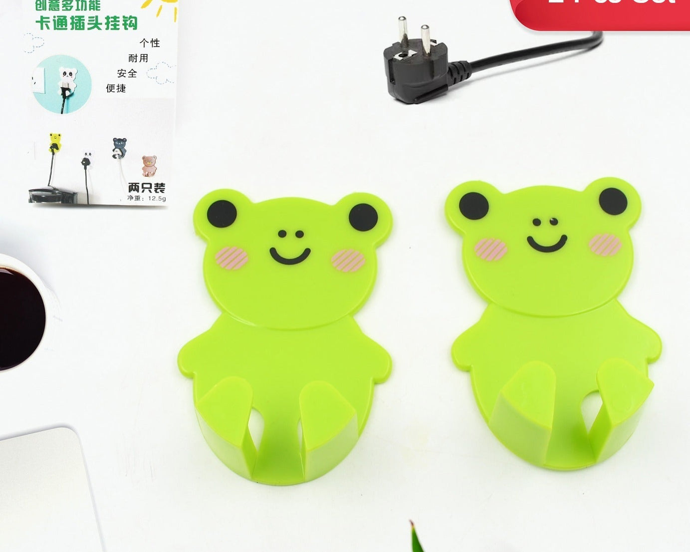 Plastic Adhesive Cable Plug Hook Bathroom Power Plug Socket Holder for  office, home and restaurant use 2 pc Set