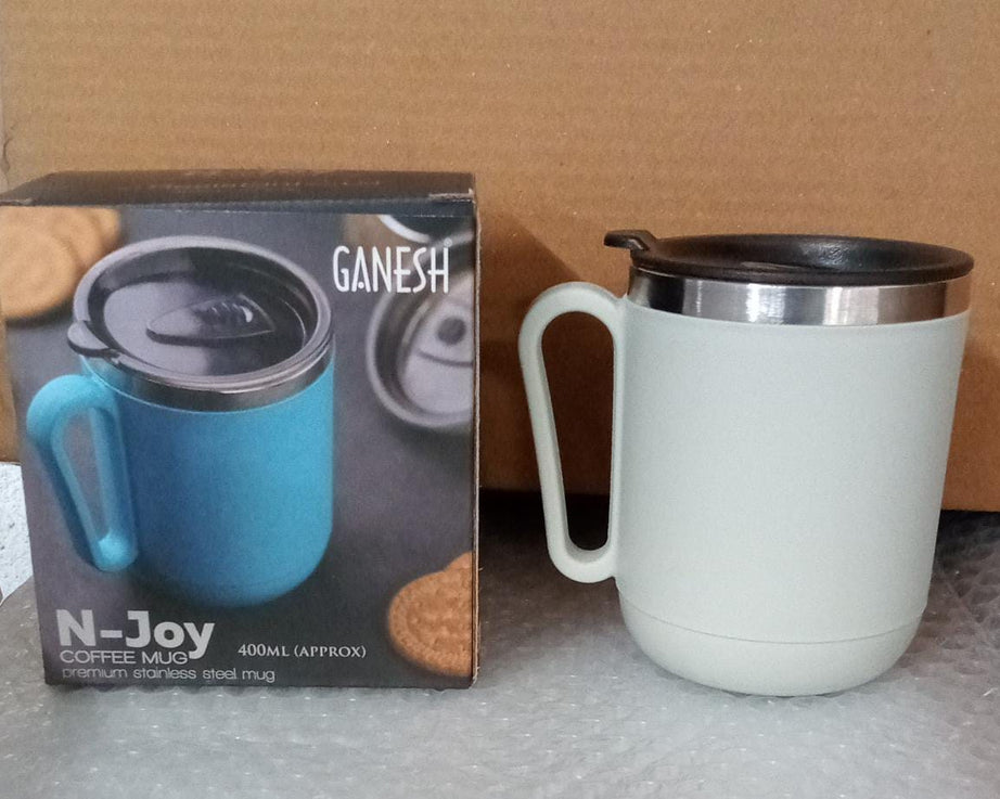 Stainless steel coffee mug with heat-resistant cover, 400ml