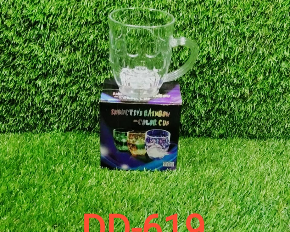 LED glass cup with multicolor lighting.