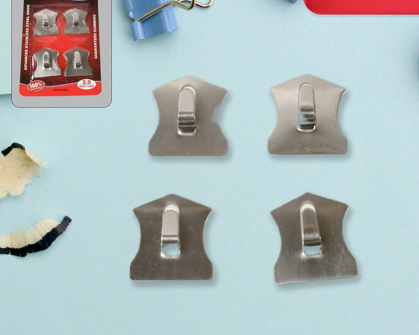 Self- Adhesive Hooks, Heavy Duty Wall Hooks Hangers Stainless Steel Waterproof Sticky Hooks for Hanging Robe Coat Towel Kitchen Bathroom and.