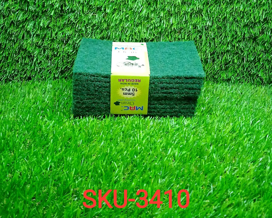 Pack of 10 aqua green cleaning pads for scrubbing.