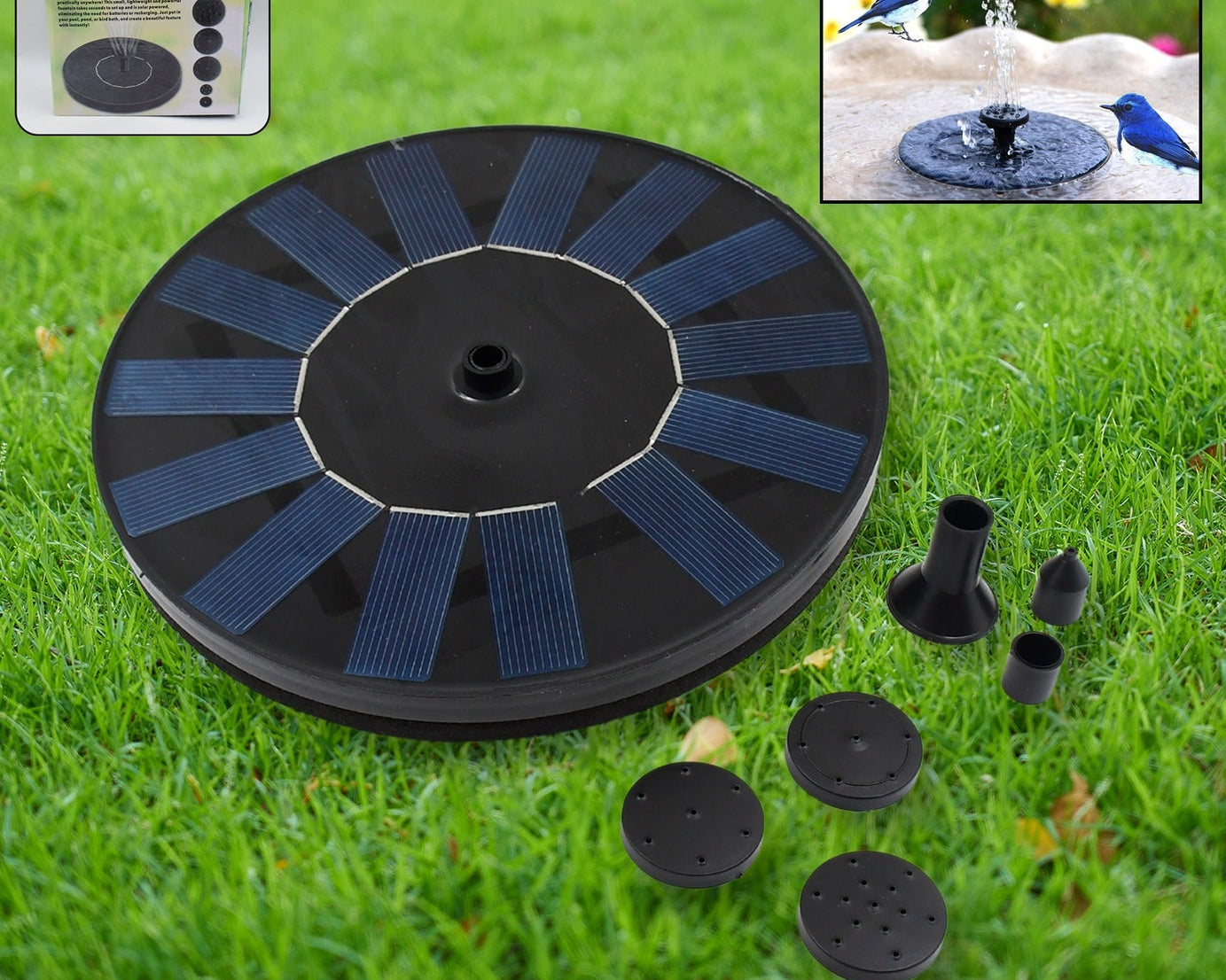 Fast Fountain by Pocket Hose - Solar-Powered - Instantly Adds a Water Feature Virtually Anywhere - 5 Spray Modes - No Installation or Batteries Required - Great for Bird Baths, Pools, Pond & More (1 Pc)