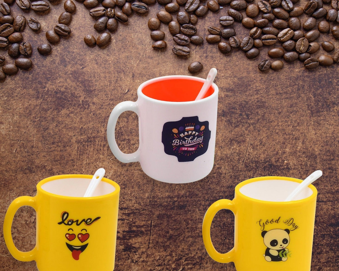 Mix Design & Color Coffee Mug With Spoon and box packing, Design Coffee Mug Used for Drinking and Taking Coffees and Some Other Beverages in All Kinds of Places (1 pc)