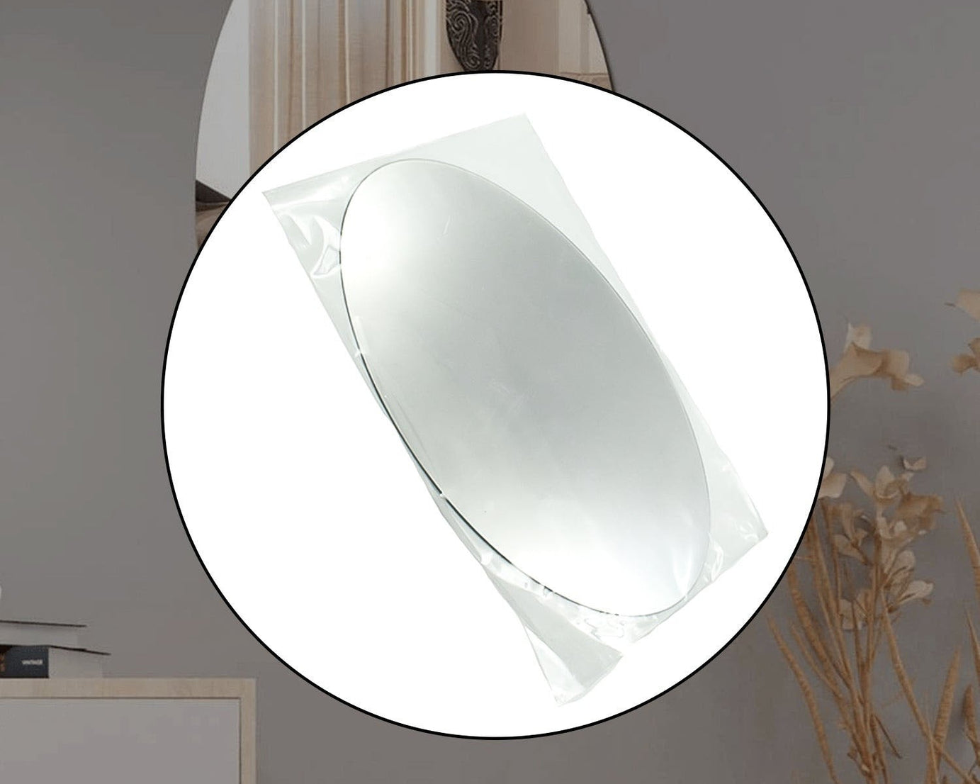 Oval Frame Less Mirror Wall Sticker for Dressing