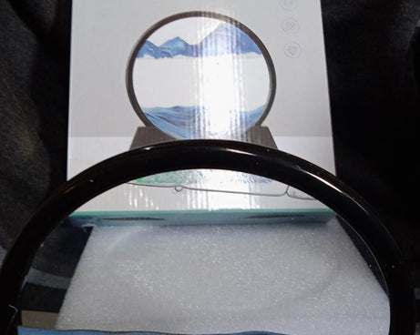 Moving Sand Art Picture Decor, 3D Deep Sea Sandscape Liquid Motion, Round Glass Frame Display Flowing Sand Relaxing Gift for Kids Adults Painting Artistic Sandscape for Home, Office, Ornament Desktop Art Bookshelves Decoration (1 Pc )