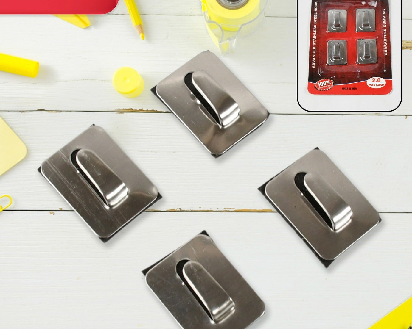 Self- Adhesive Hooks, Heavy Duty Wall Hooks Hangers Stainless Steel Waterproof Sticky Hooks for Hanging Robe Coat Towel Kitchen Bathroom and.