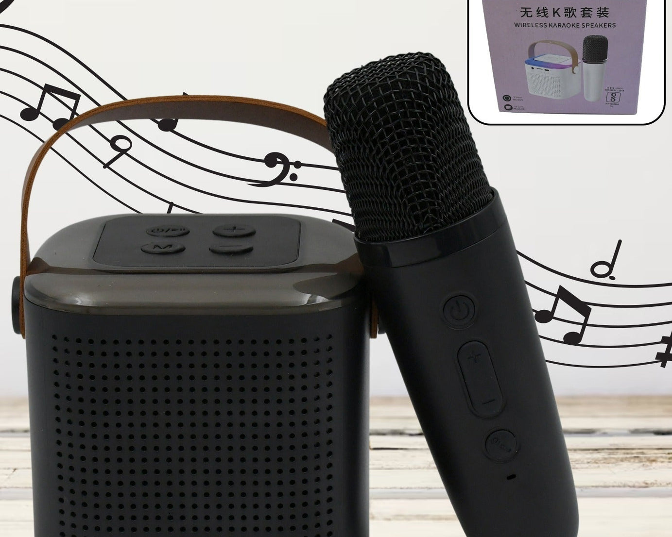 Wireless Speaker Microphone Set, RGB Light Support Memory Card PortableKaraoke Machine Perfect  for Travel TV