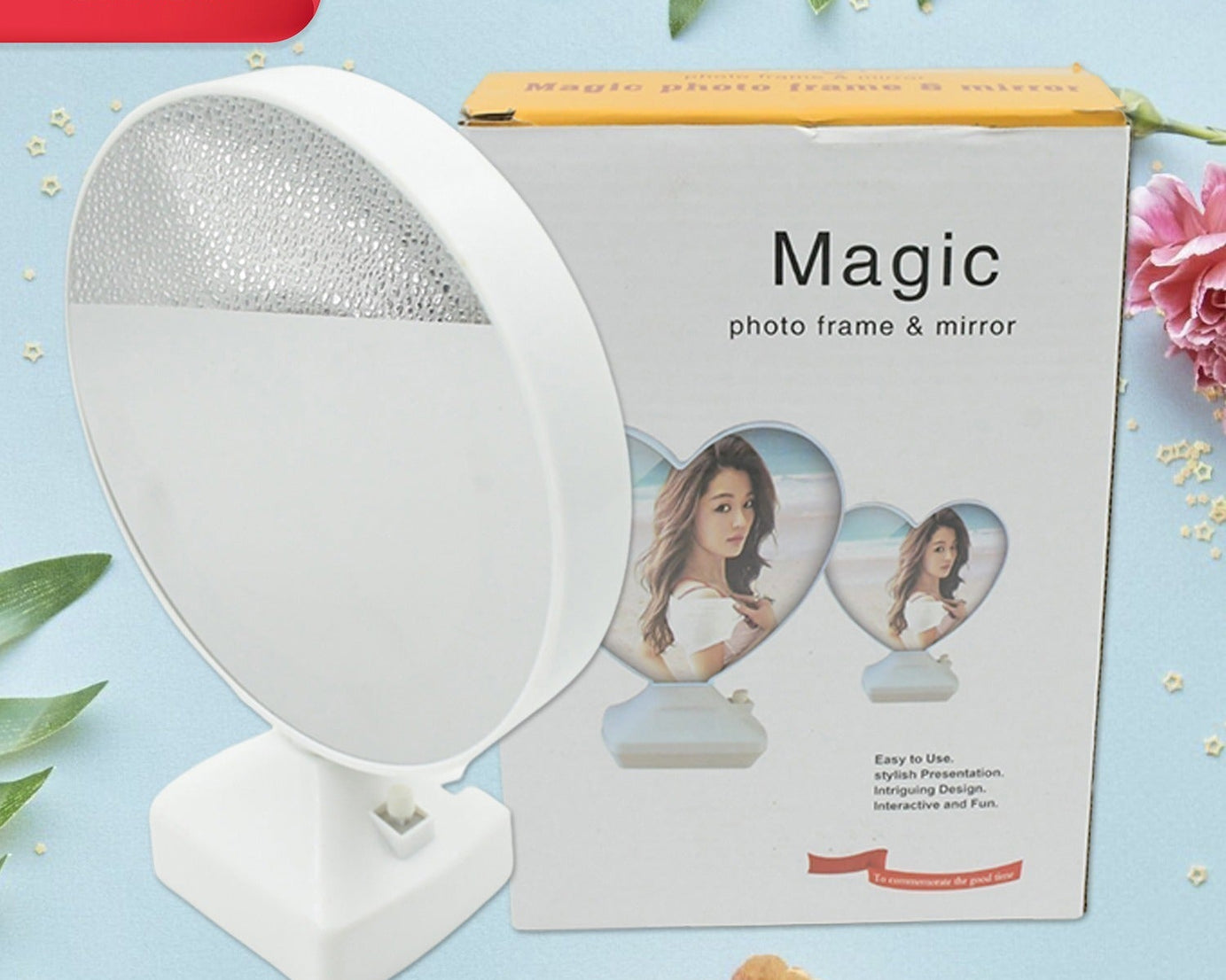 Plastic 2 in 1 Mirror Come Photo Frame with Led Light