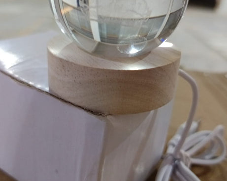 Ganpati 3D Crystal Ball lamps With Wood Base