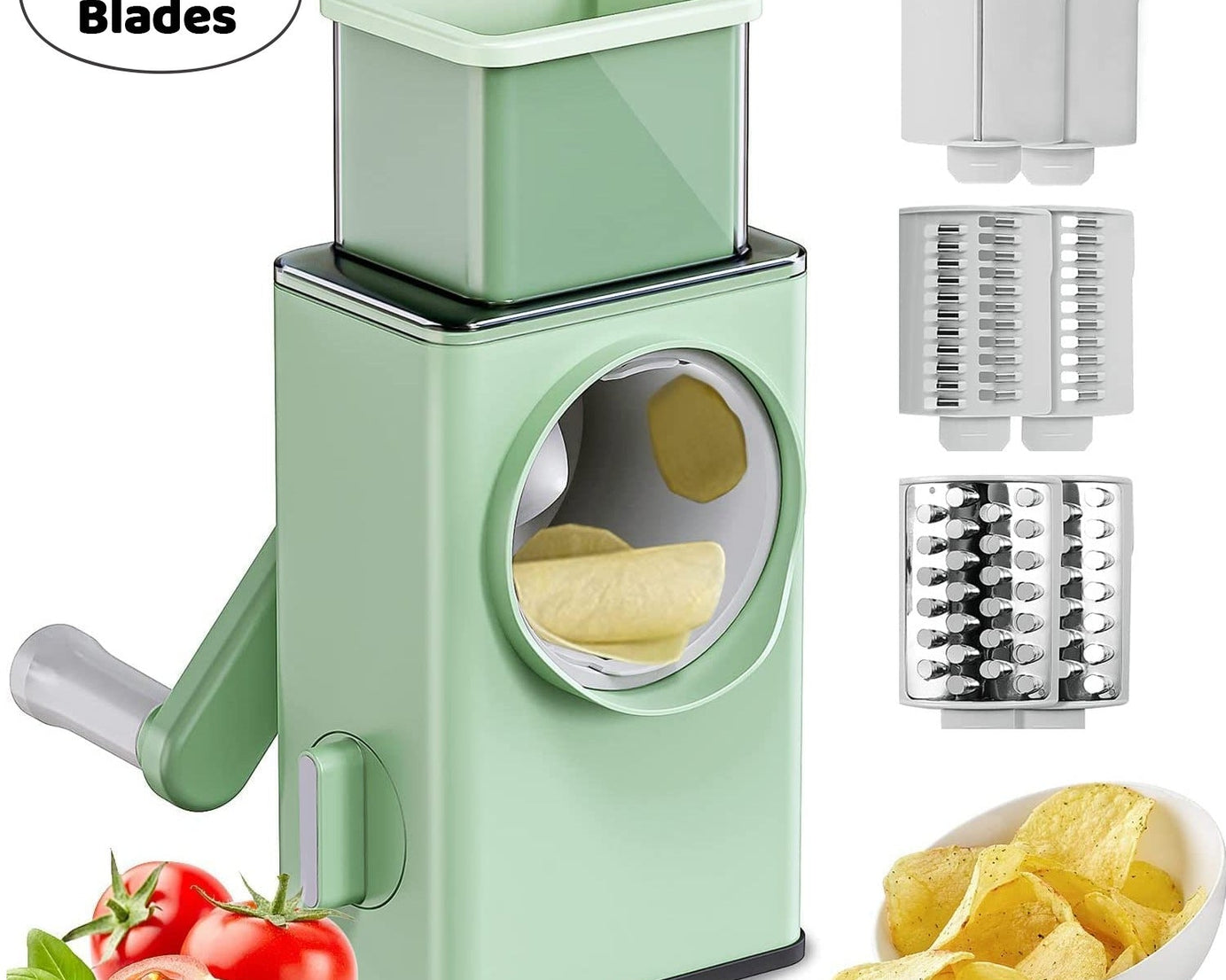 Stainless Steel Vegetable Chopper with 6 Blades - Kitchen Mandoline Slicer