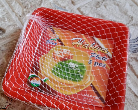 5563 Square Plastic Halwa Dinner Plate Snacks / Breakfast, Restaurant Serving Trays Home School Coffee Hotel Kitchen Office (3 Pcs Set)
