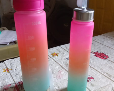 0286 Plastic Water Bottle 2 pc Different Size Bottle High Quality Water Bottle Plastic Water Bottle BPA-Free & Leak-Proof!  Cartoon Printed Design for Kids' School, For Fridge, Office, Sports, School, Gym, Yoga (2 Pc Set)