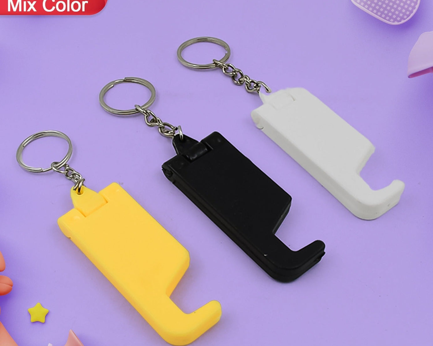 2 in 1 Plastic Keychain with Mobile Stand