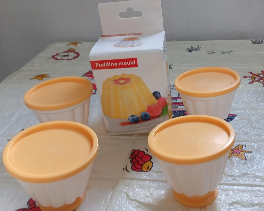 Pudding Molds, Custard Mold, Mold for Jelly Ice creams, Set of 4 Cups with Lid