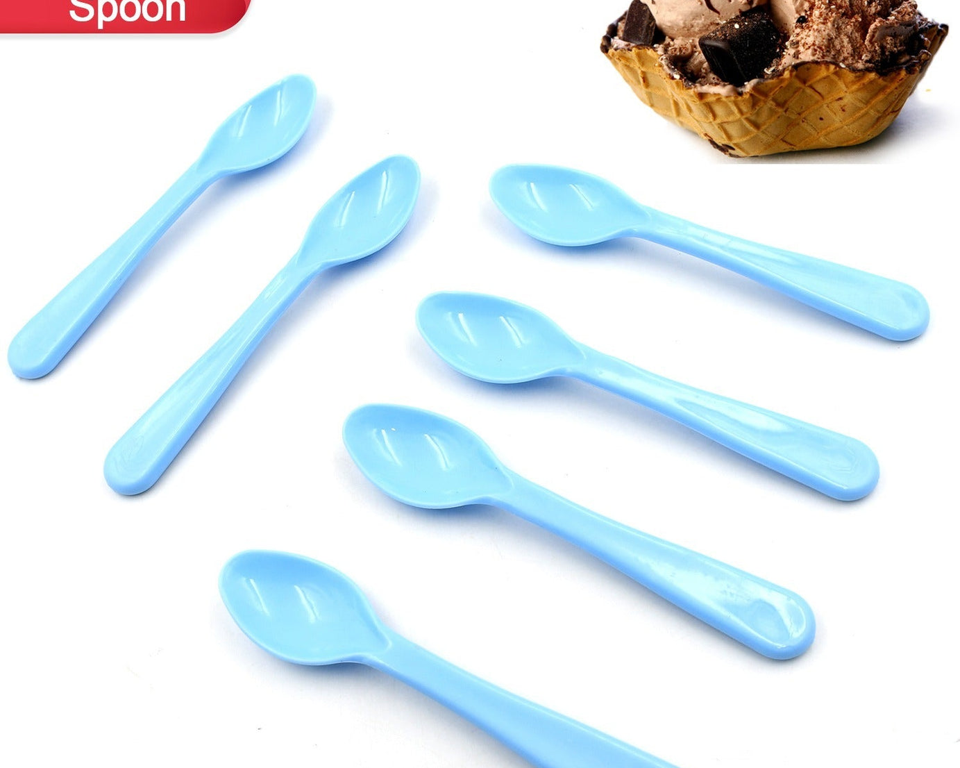 Food Plastic Spoon Set, Plastic Table Spoon Set Plastic Tea Spoon, Coffee with ABS Plastic, Heat-Resistant Spoon (6 Pc Set )