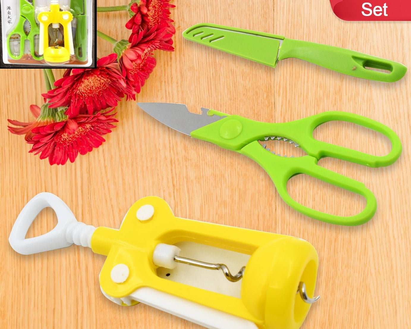 Multifunction Kitchen Tools Stainless Steel and Plastic Kitchen Knife and Scissor Ideal Accessory Set for Kitchen